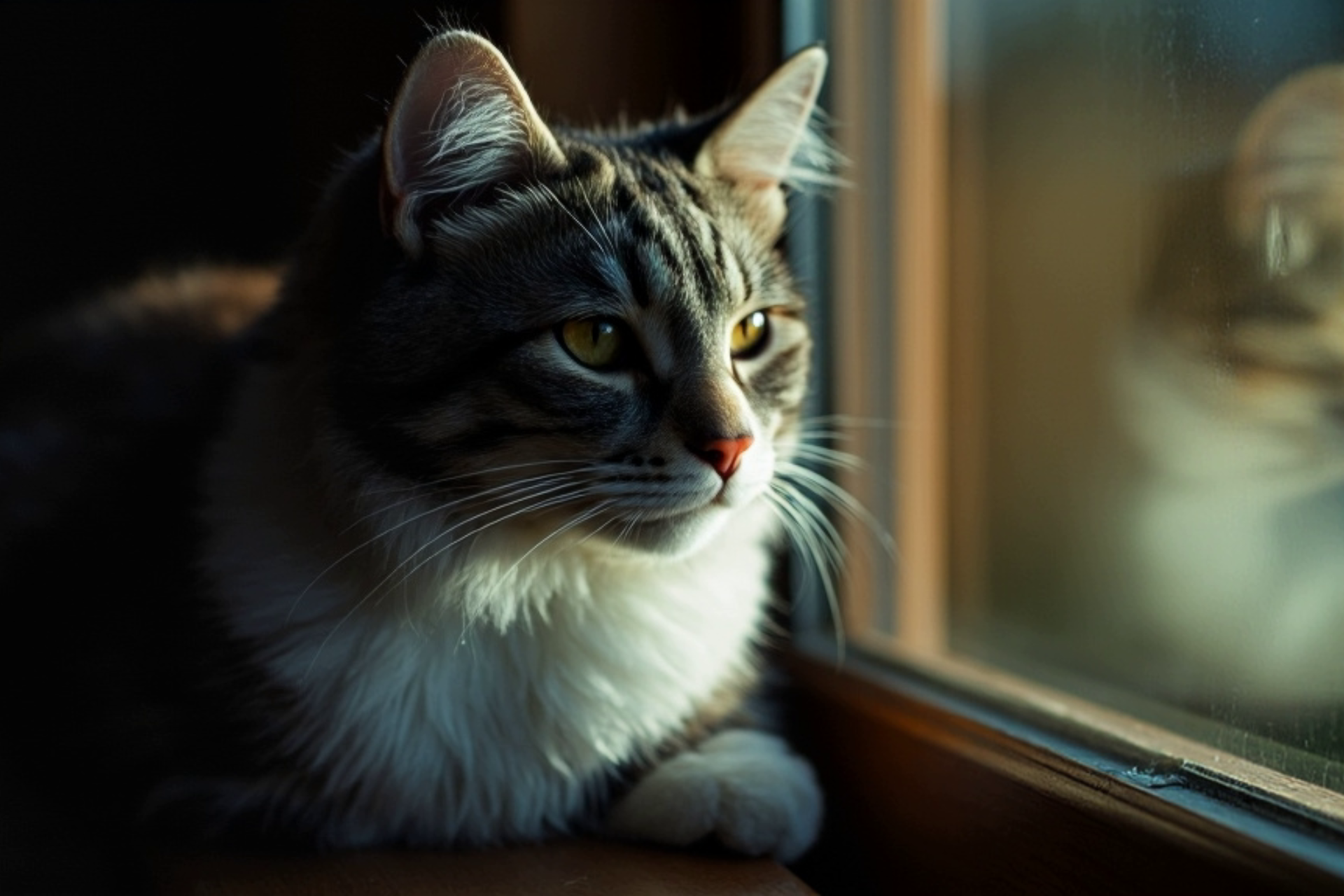 Depressed or bored cat lying alone indoors – recognizing signs of feline mental health issues